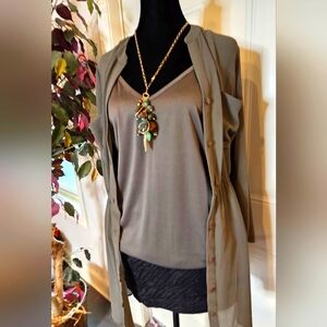 Charlotte Russe Olive Green Fitted Shirtdress,